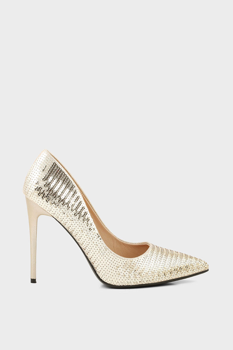 Party Wear Court Shoes I44481-Golden