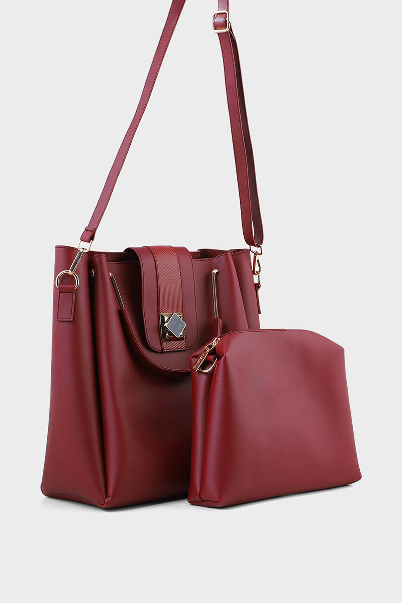 Formal Tote Hand Bags B10543-Maroon