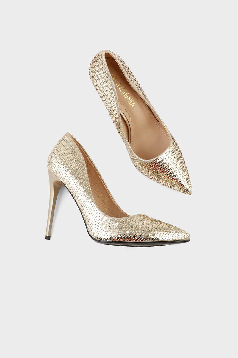 Party Wear Court Shoes I44481-Golden