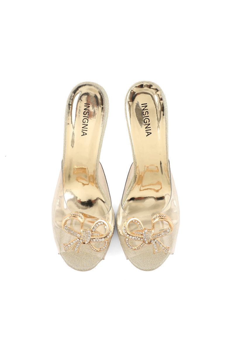 Party Wear Slip On I38521-Golden