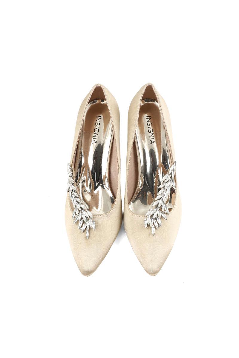 Party Wear Court Shoes I44410-Beige